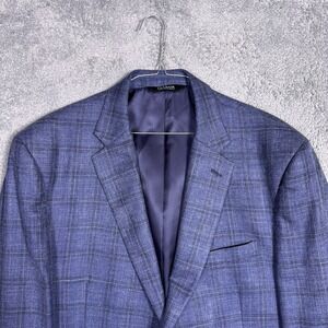 Jos A Bank Sport Coat Mens 44R Signature Windowpane Silk Linen Wool Blazer